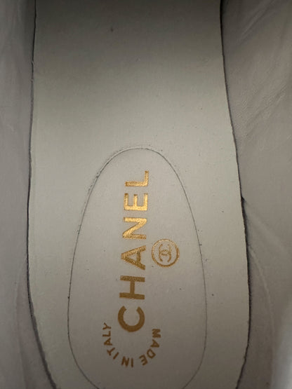 Chanel White & Pink CC Logo Trainers