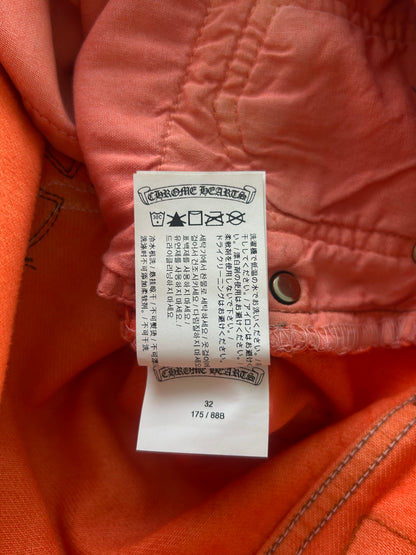 Chrome Hearts Orange & Black Cross Patch Flared Jeans