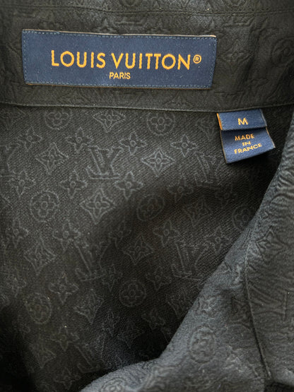 Louis Vuitton Black Mini Monogram Silk Button Up Shirt