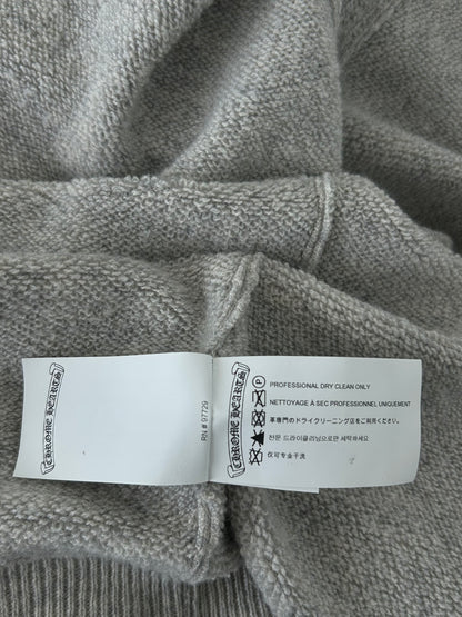 Chrome Hearts Grey & Black Embroidered Cashmere Zip Up Hoodie