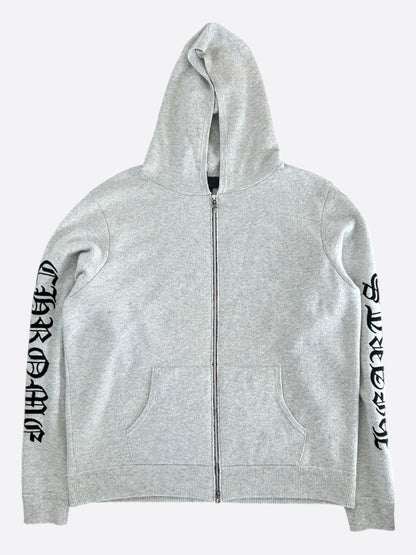 Chrome Hearts Grey & Black Embroidered Cashmere Zip Up Hoodie