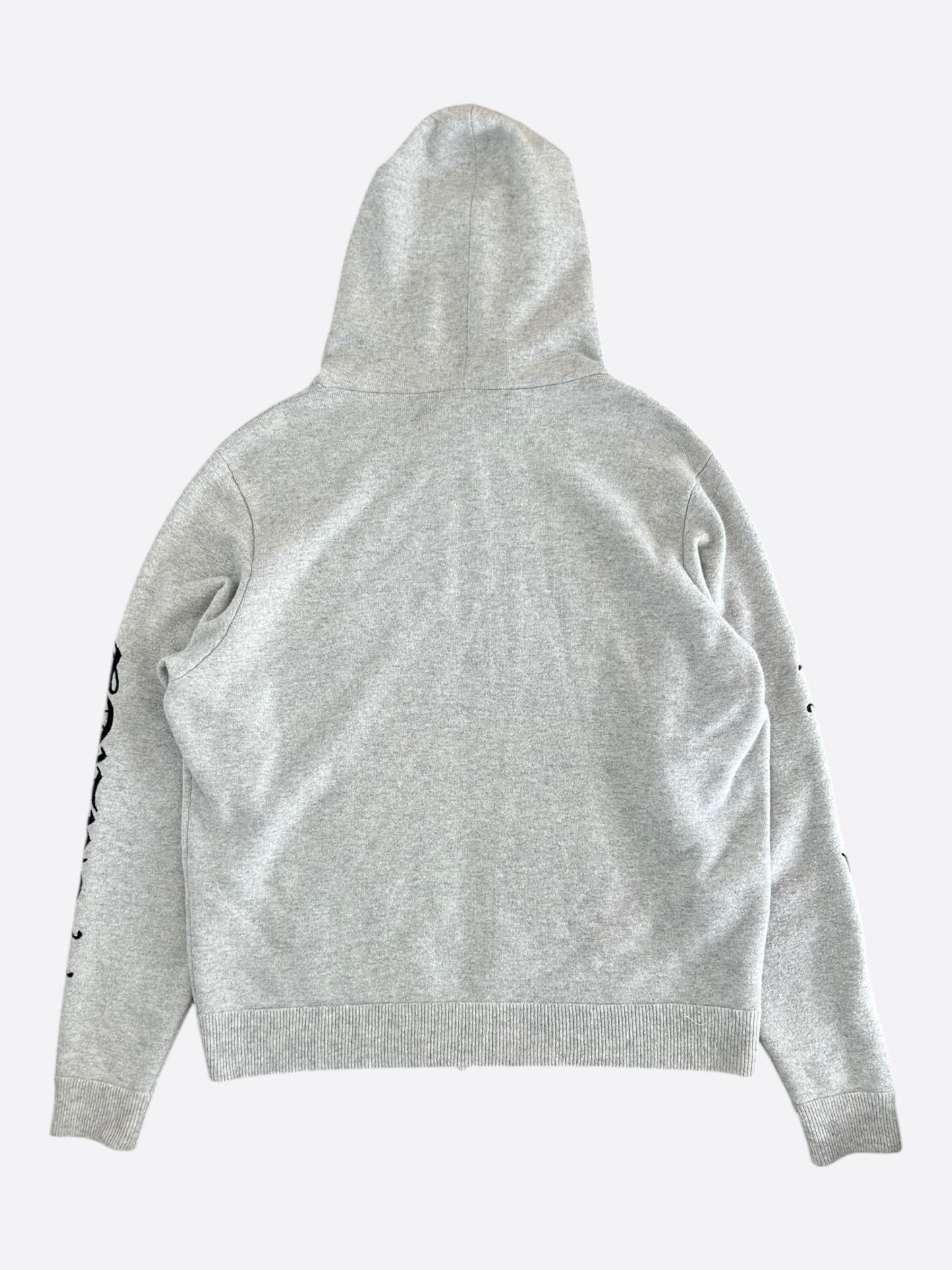 Chrome Hearts Grey & Black Embroidered Cashmere Zip Up Hoodie