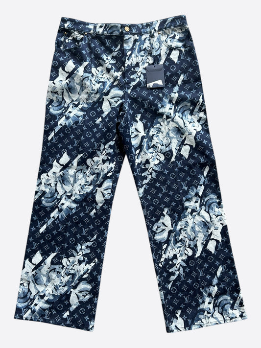 Louis Vuitton Blue Floral Monogram Jeans
