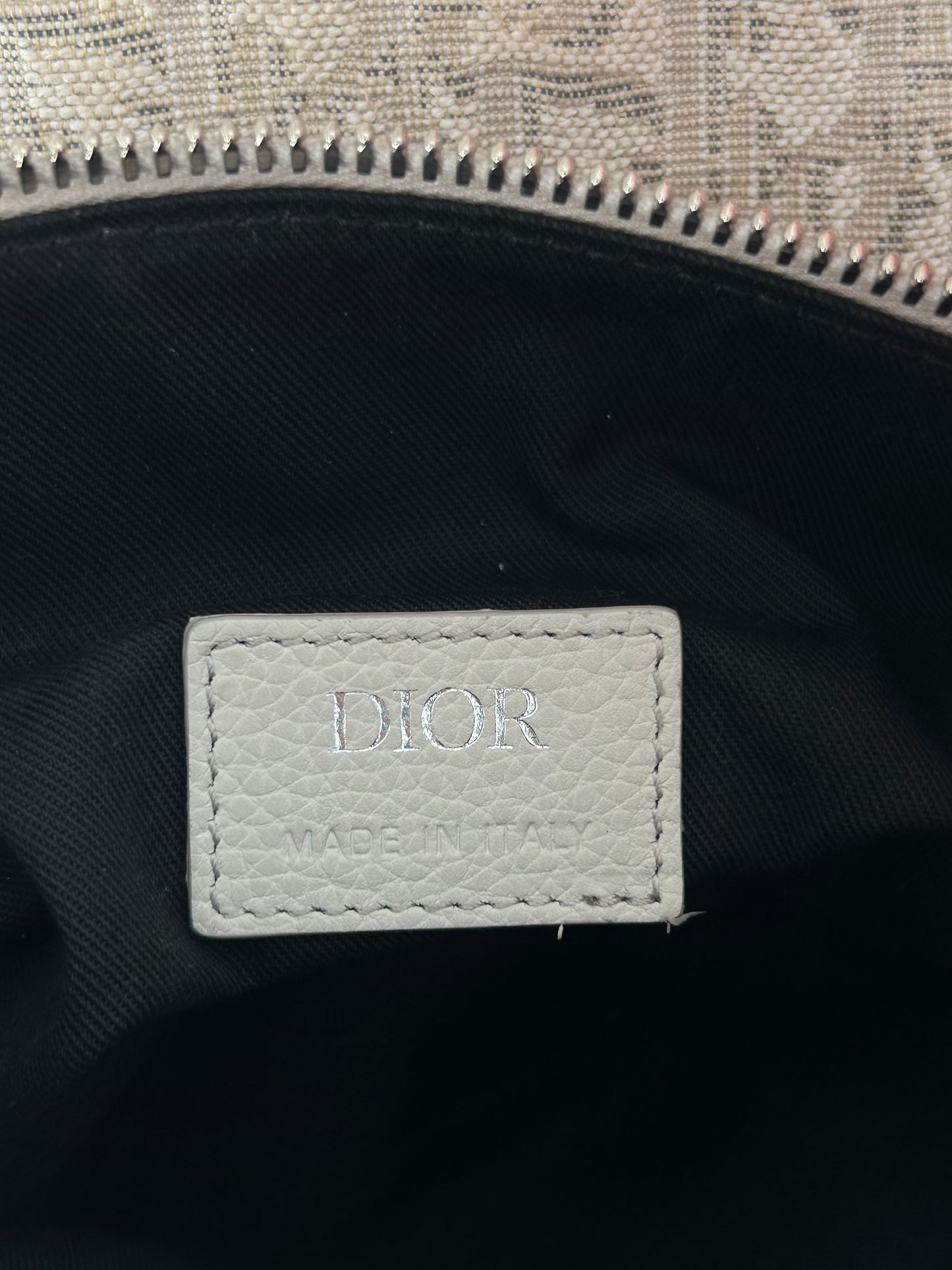 Dior White & Grey Oblique Saddle Bag