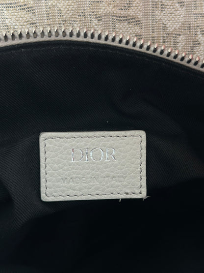 Dior White & Grey Oblique Saddle Bag