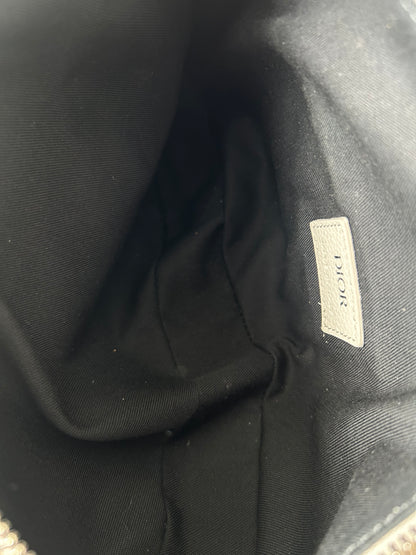 Dior White & Grey Oblique Saddle Bag