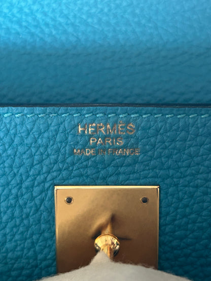 Hermes Turquoise Togo &  Gold Hardware Kelly 32