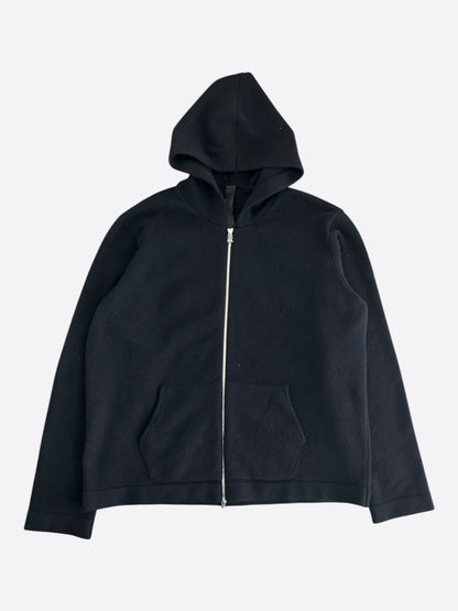 Chrome Hearts Black & White Leather Triple Cross Patch Cashmere Zip Up Hoodie