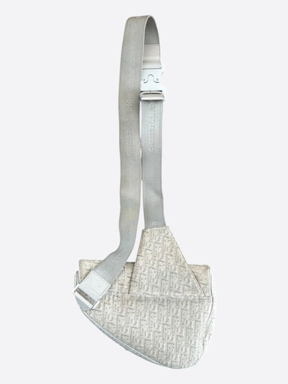 Dior White & Grey Oblique Saddle Bag