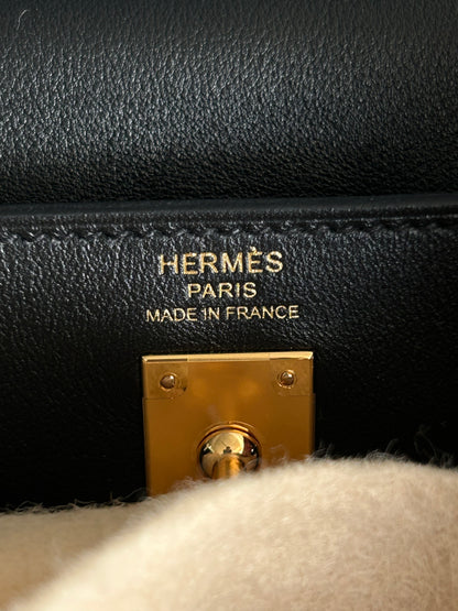 Hermes Black Swift & Gold Hardware Kelly 25