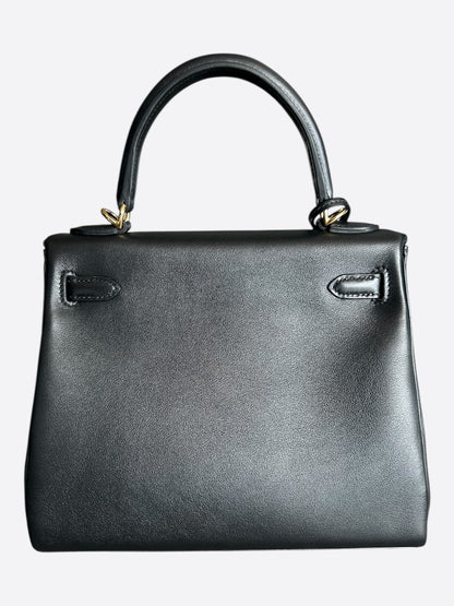 Hermes Black Swift & Gold Hardware Kelly 25