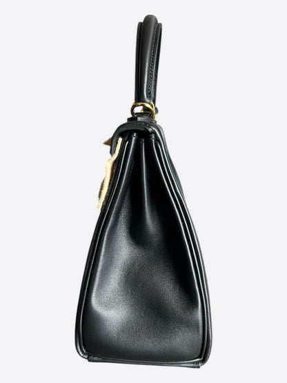 Hermes Black Swift & Gold Hardware Kelly 25