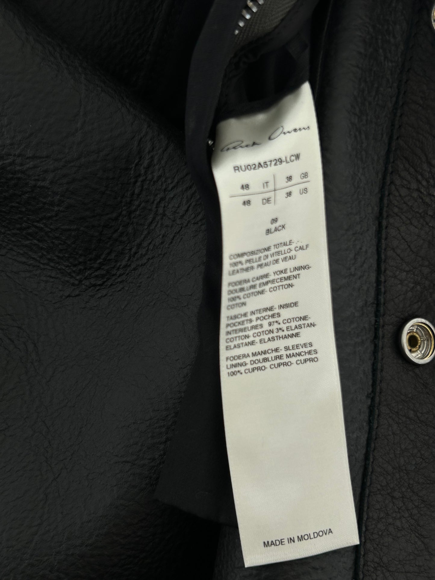 Rick Owens Black Leather Overshirt