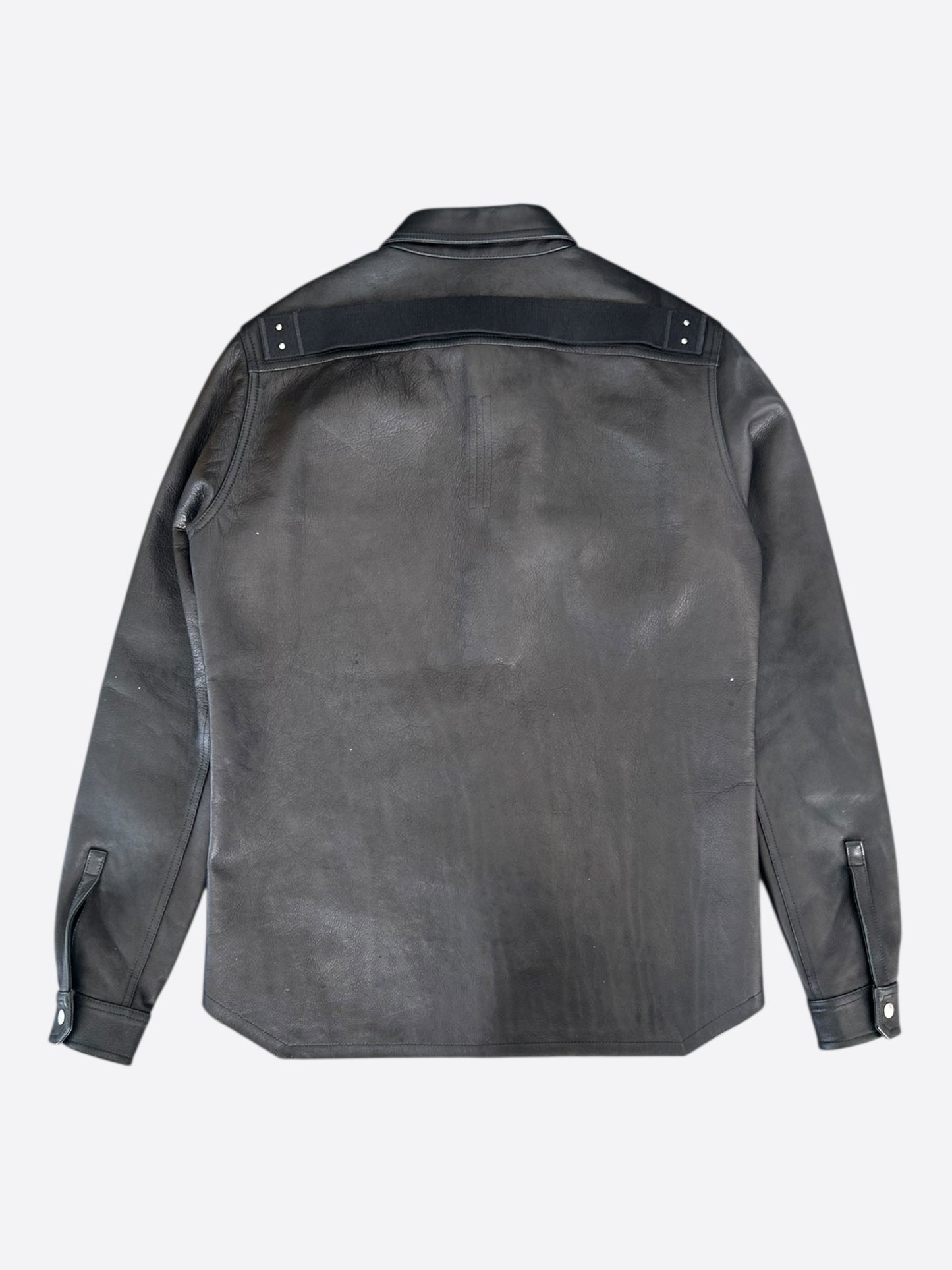 Rick Owens Black Leather Overshirt