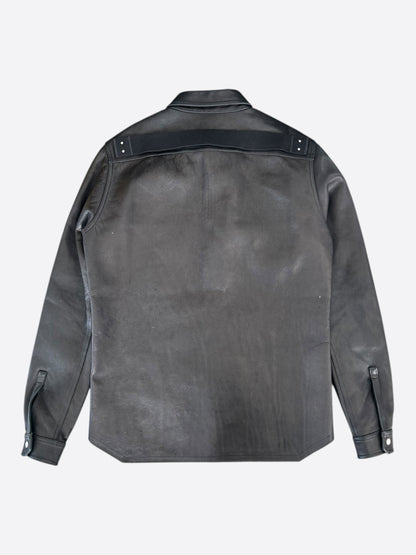Rick Owens Black Leather Overshirt