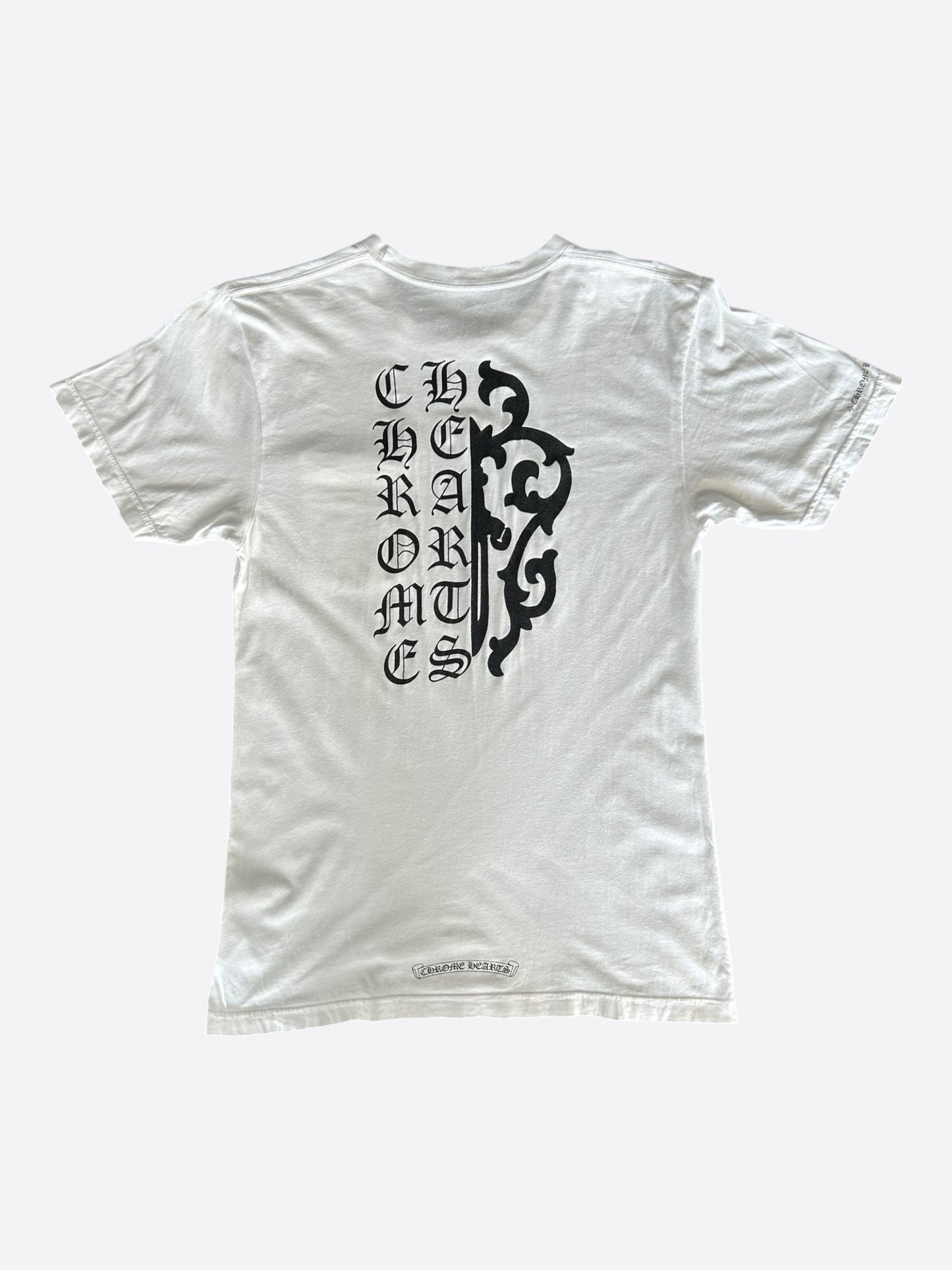 Chrome Hearts White & Black Dagger Logo T-Shirt