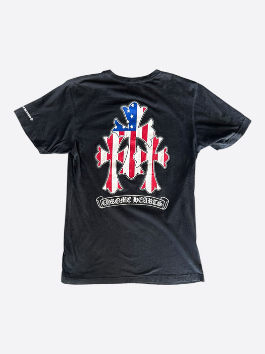 Chrome Hearts Black & White USA Triple Cross Logo T-Shirt