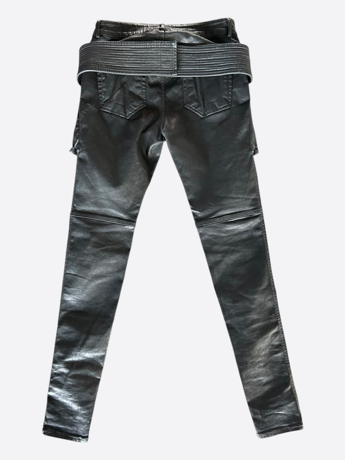 Rick Owens Black Waxed Easy Creatch Cut Jeans
