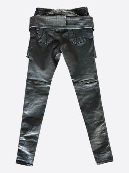Rick Owens Black Waxed Easy Creatch Cut Jeans