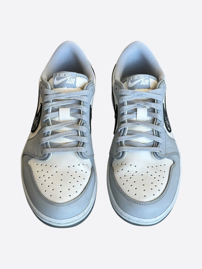 Dior Air Jordan Grey & White Oblique Low Top Sneakers