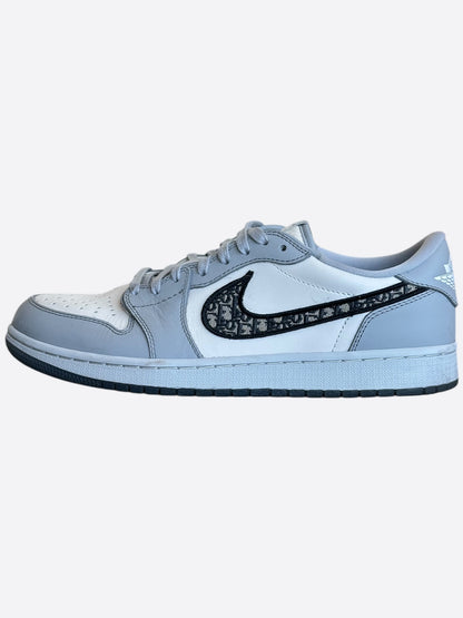 Dior Air Jordan Grey & White Oblique Low Top Sneakers