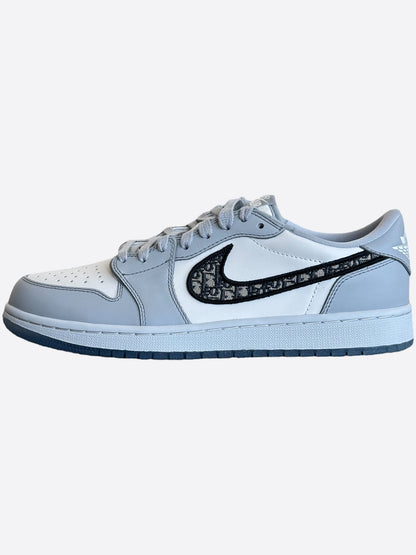 Dior Air Jordan Grey & White Oblique Low Top Sneakers