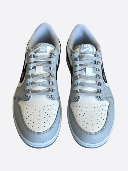 Dior Air Jordan Grey & White Oblique Low Top Sneakers