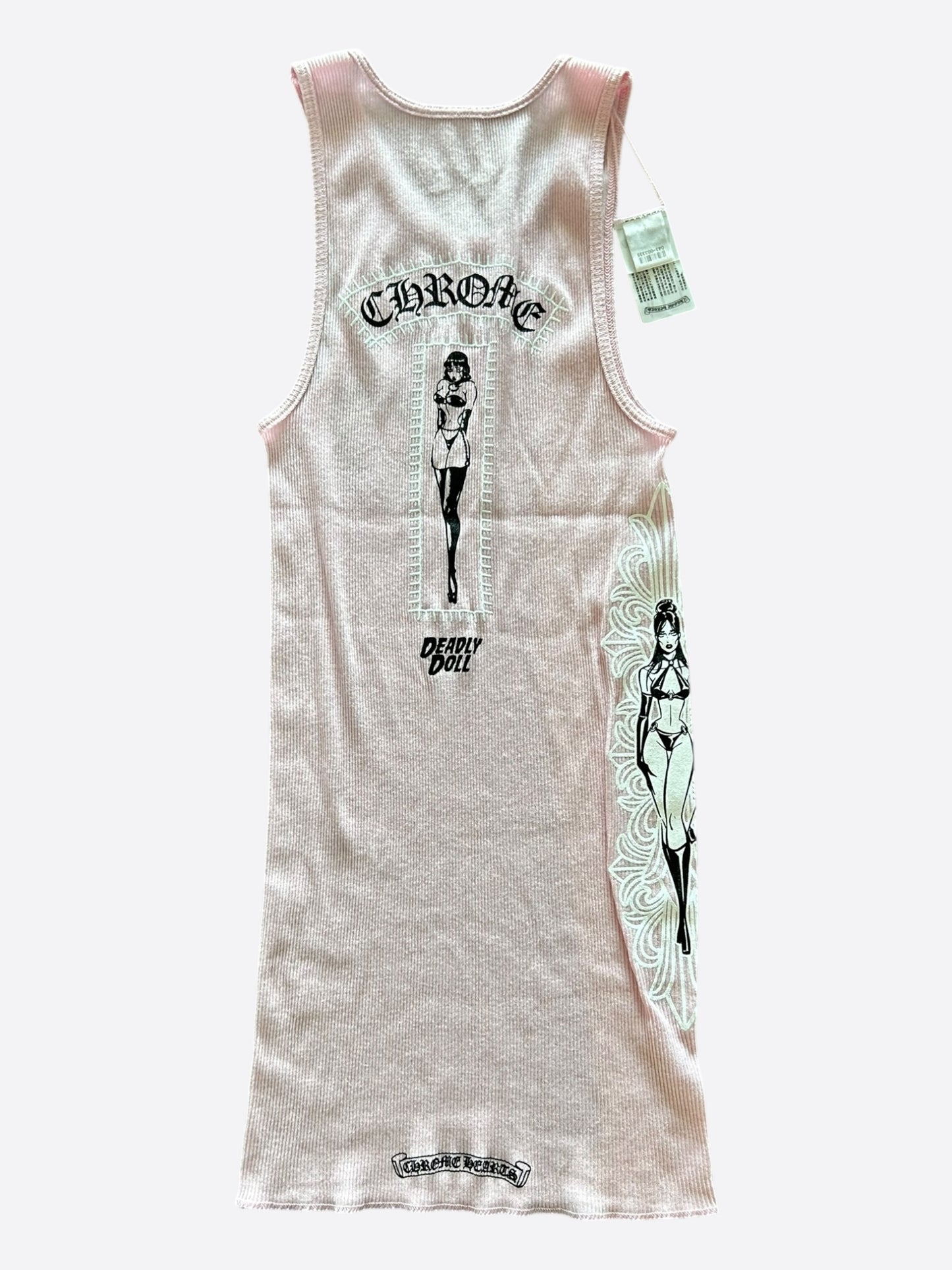 Chrome Hearts Pink & White Deadly Doll Tank Top