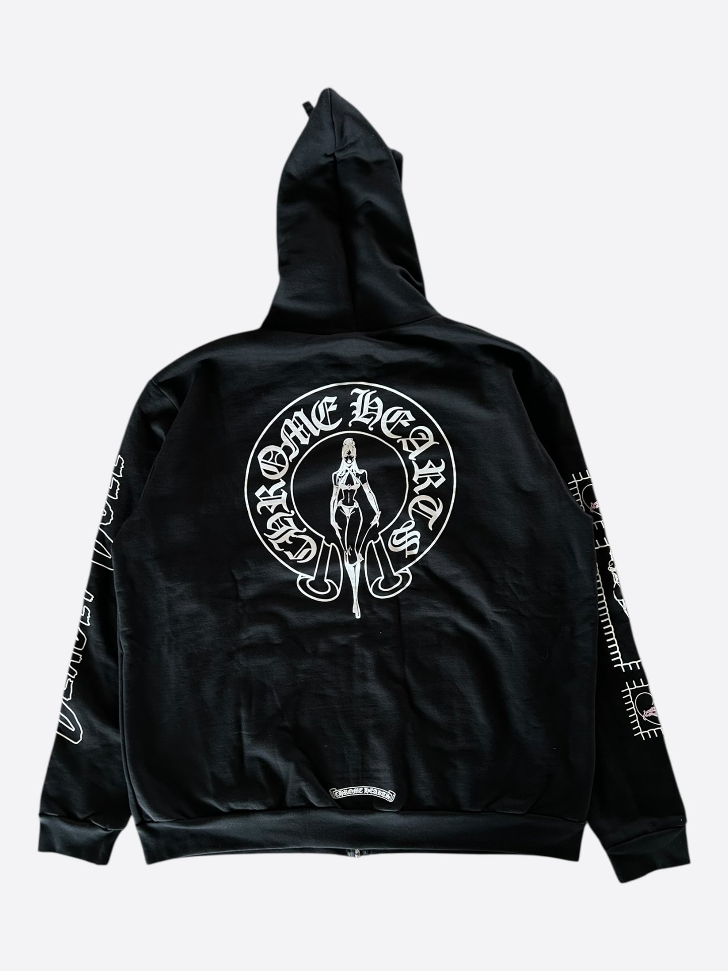 Chrome Hearts Black, White & Pink Deadly Doll Zip Up Hoodie