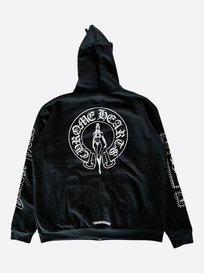 Chrome Hearts Black, White & Pink Deadly Doll Zip Up Hoodie