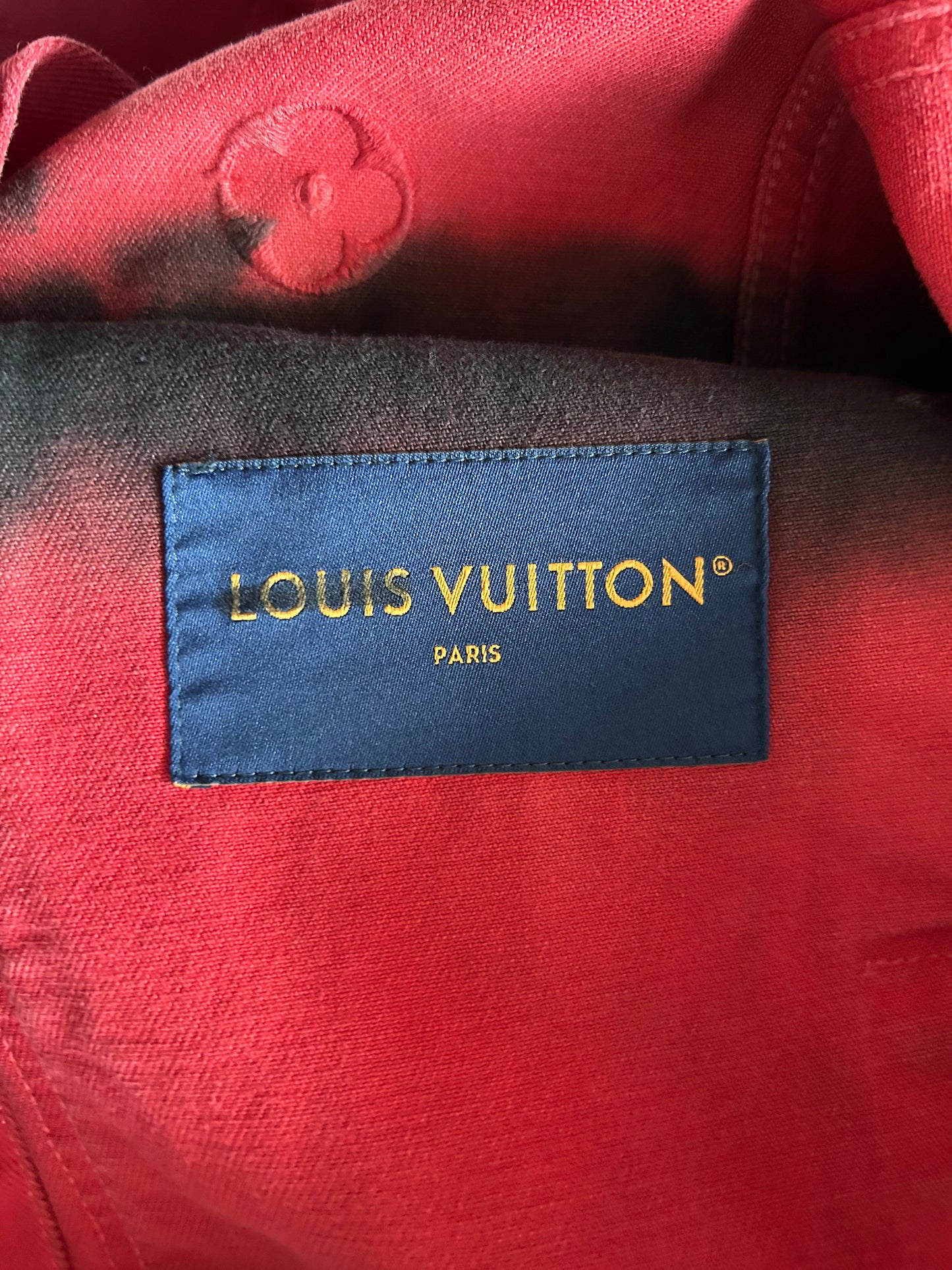 Louis Vuitton Black & Red Gradient Embroidered Monogram Denim Jacket