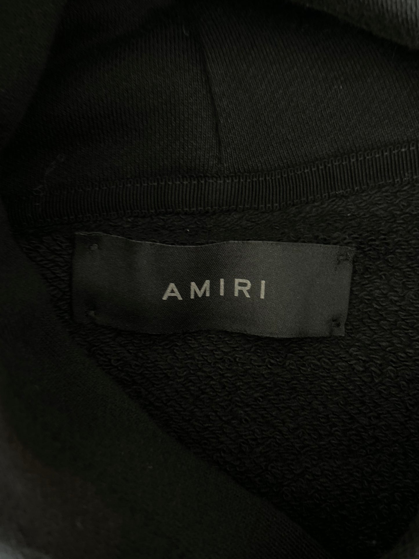 Amiri Black & Chrome Staggered Logo Hoodie