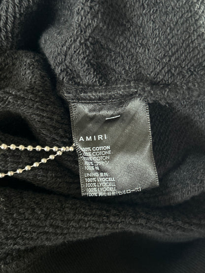 Amiri Black & Chrome Staggered Logo Hoodie