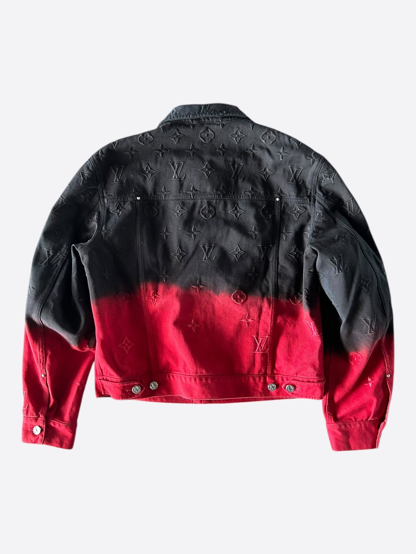 Louis Vuitton Black & Red Gradient Embroidered Monogram Denim Jacket