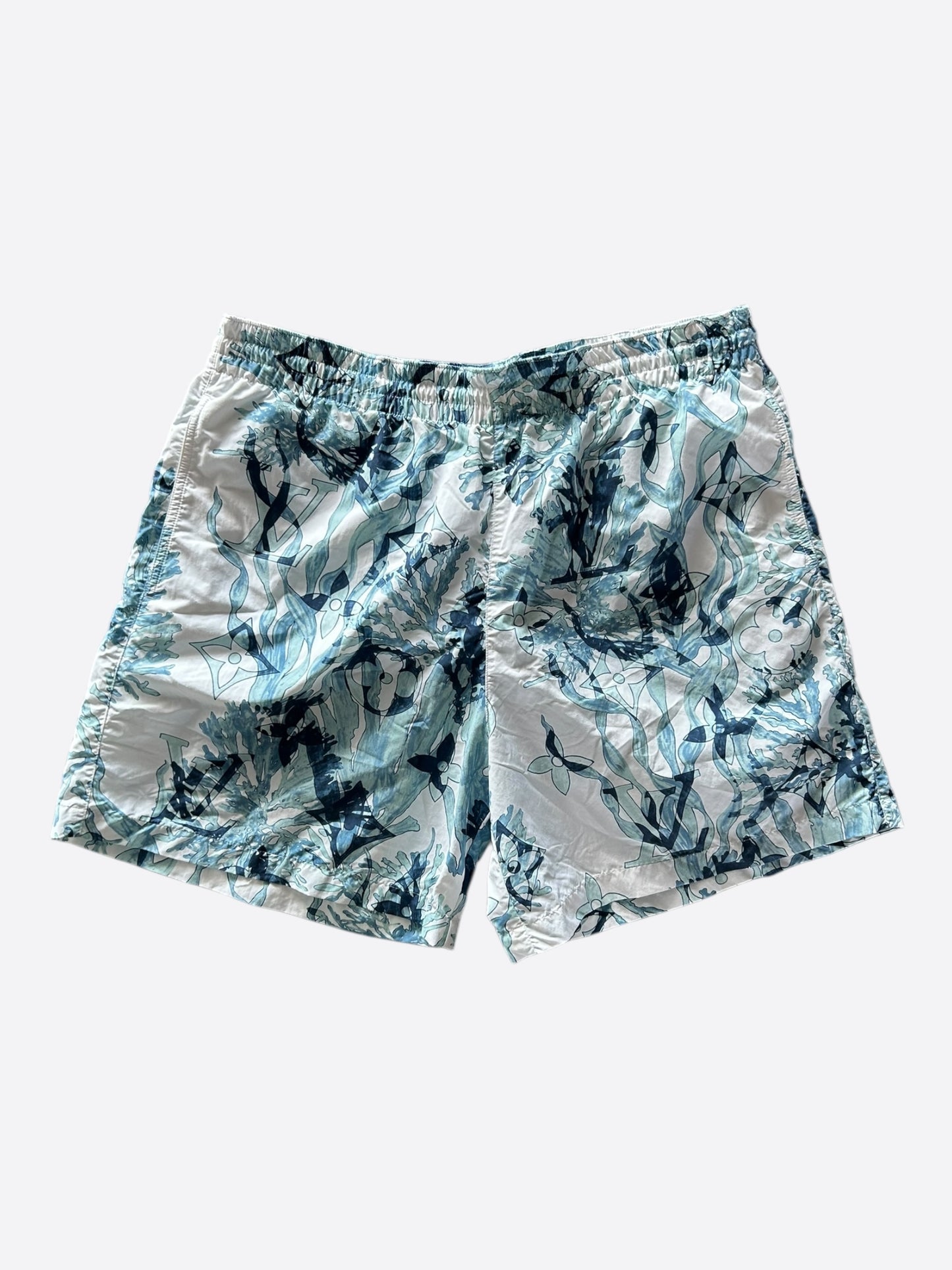 Louis Vuitton Blue & White Aquagarden Monogram Swim Shorts