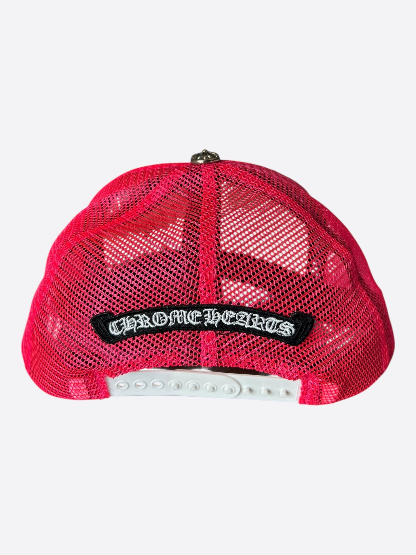 Chrome Hearts Pink Cemetery Cross Patch Trucker Hat