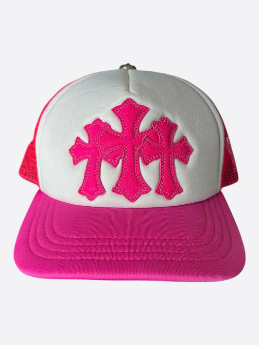 Chrome Hearts Pink Cemetery Cross Patch Trucker Hat