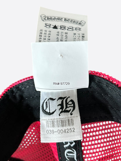 Chrome Hearts Pink Cemetery Cross Patch Trucker Hat