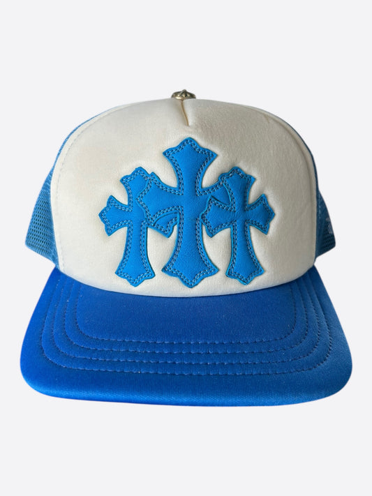 Chrome Hearts Blue Cemetery Cross Patch Trucker Hat
