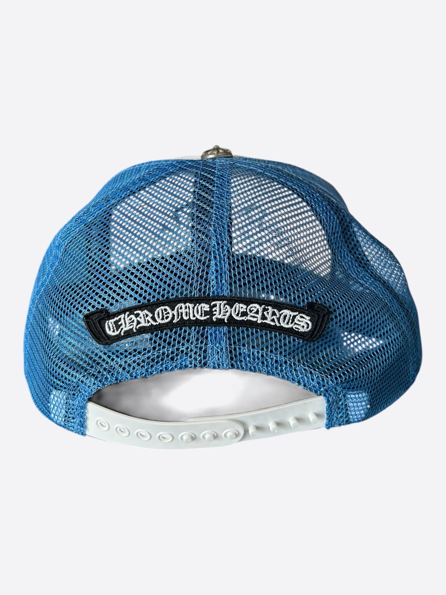 Chrome Hearts Blue Cemetery Cross Patch Trucker Hat