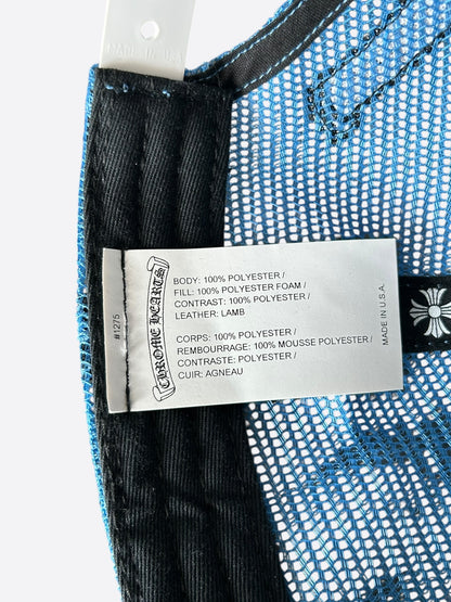 Chrome Hearts Blue Cemetery Cross Patch Trucker Hat