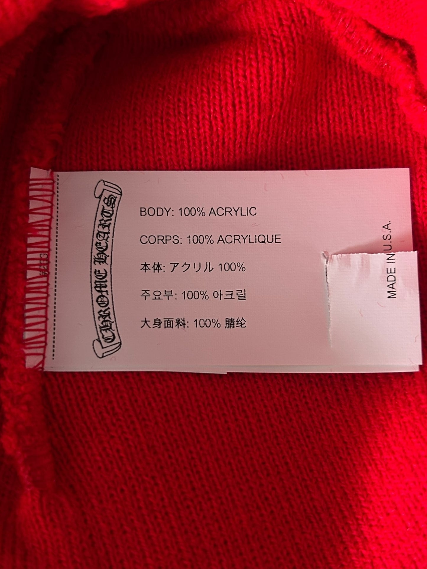 Chrome Hearts Red & White Embroidered Logo Beanie