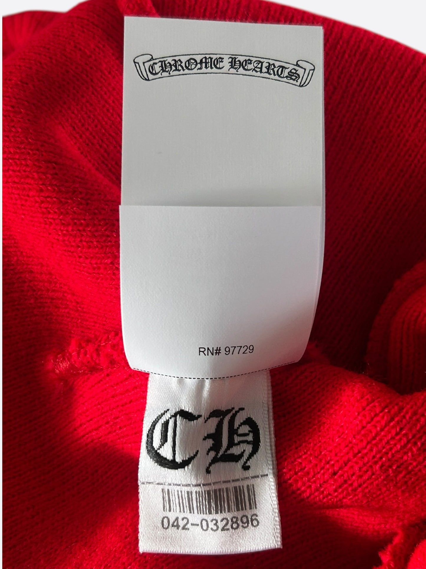 Chrome Hearts Red & White Embroidered Logo Beanie