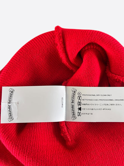 Chrome Hearts Red & White Embroidered Logo Beanie