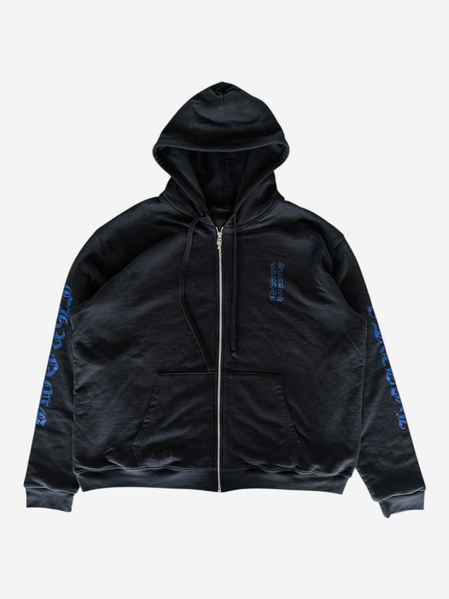 Chrome Hearts Black & Blue Script Logo Zip Up Thermal Hoodie
