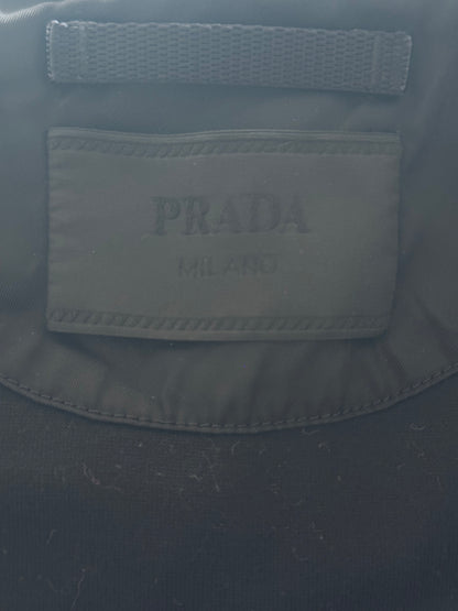 Prada Black Triangle Logo Re-Nylon Hooded Cardigan