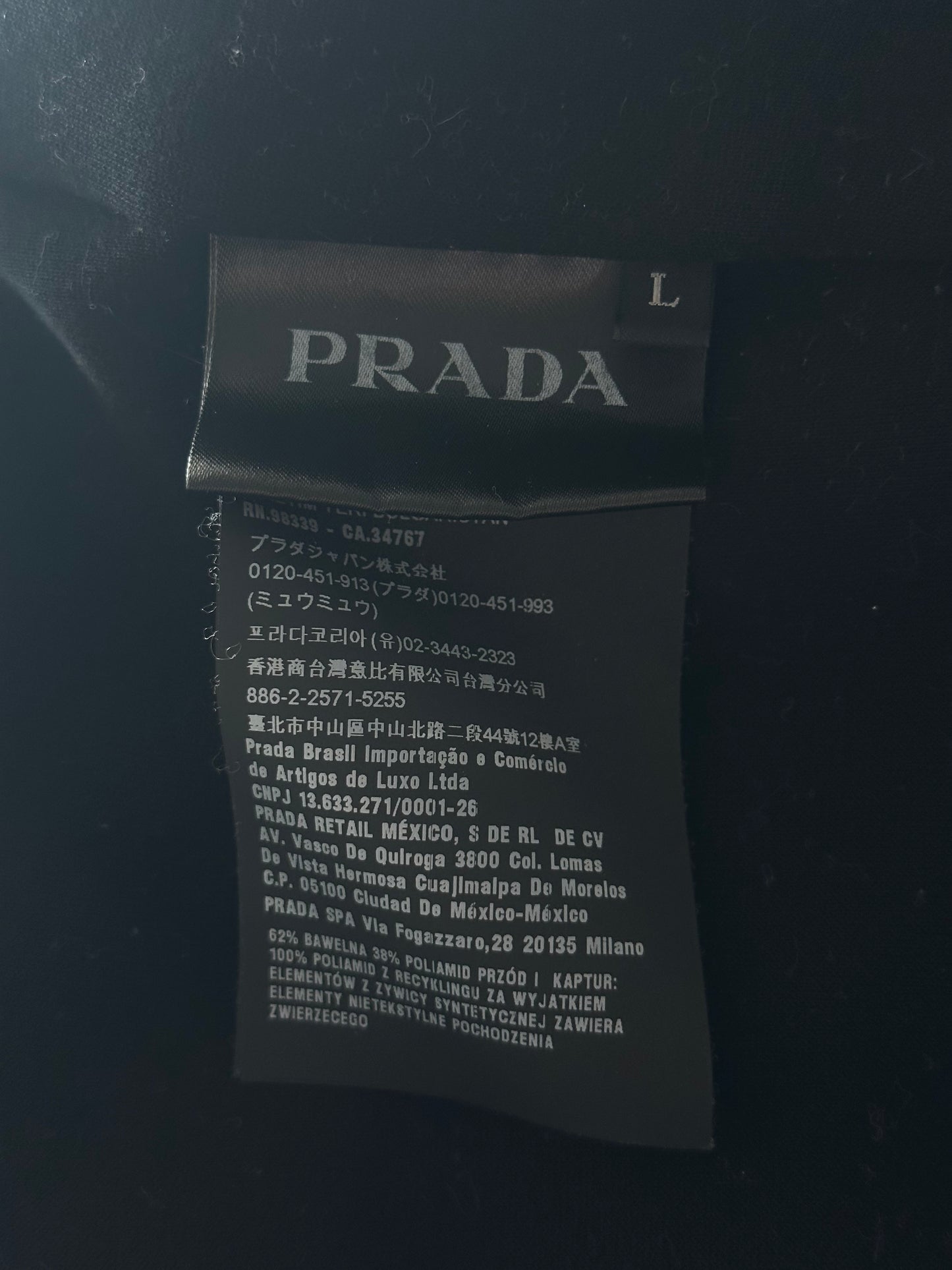 Prada Black Triangle Logo Re-Nylon Hooded Cardigan