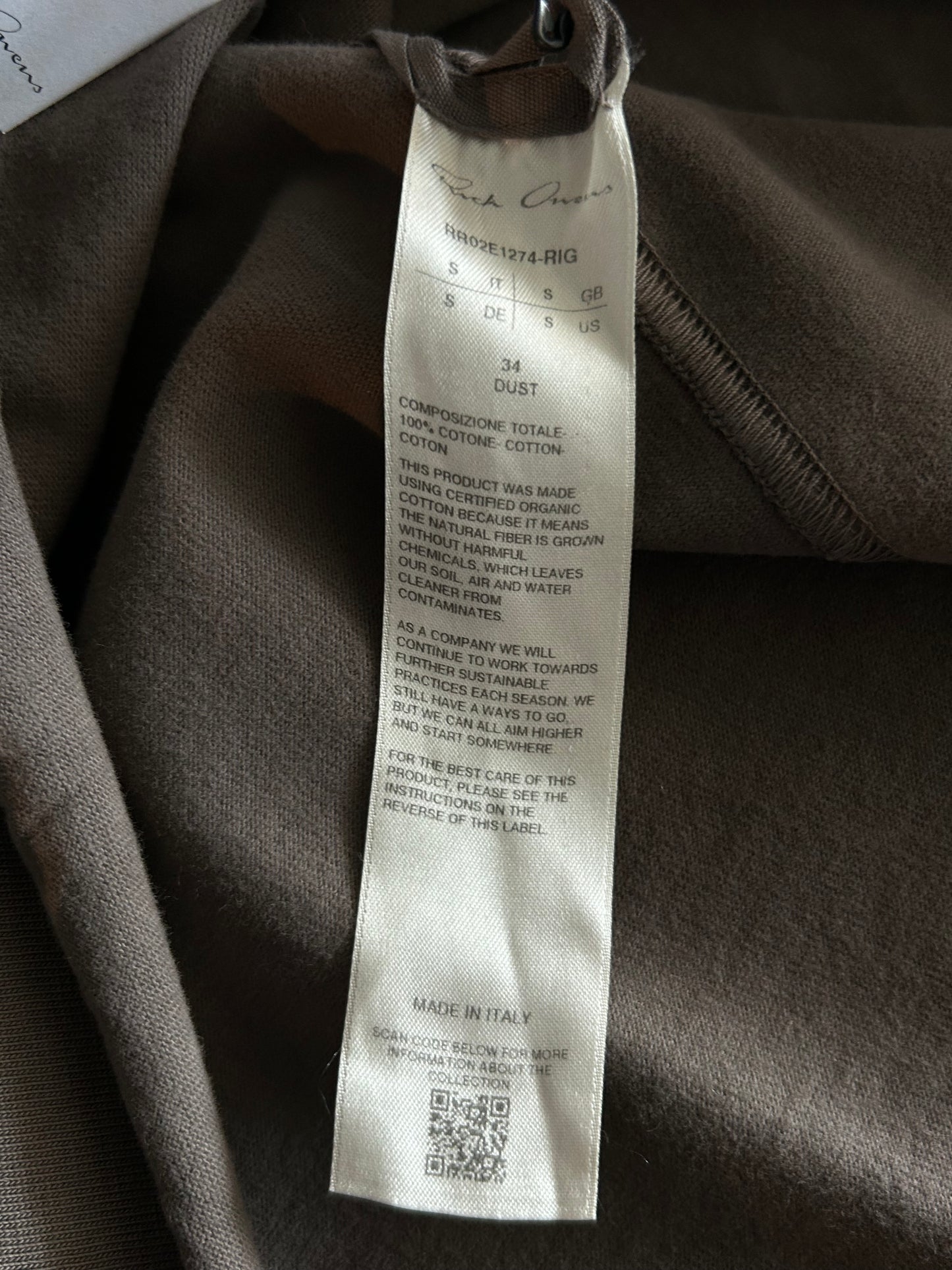 Rick Owens Brown Jumbo T-Shirt