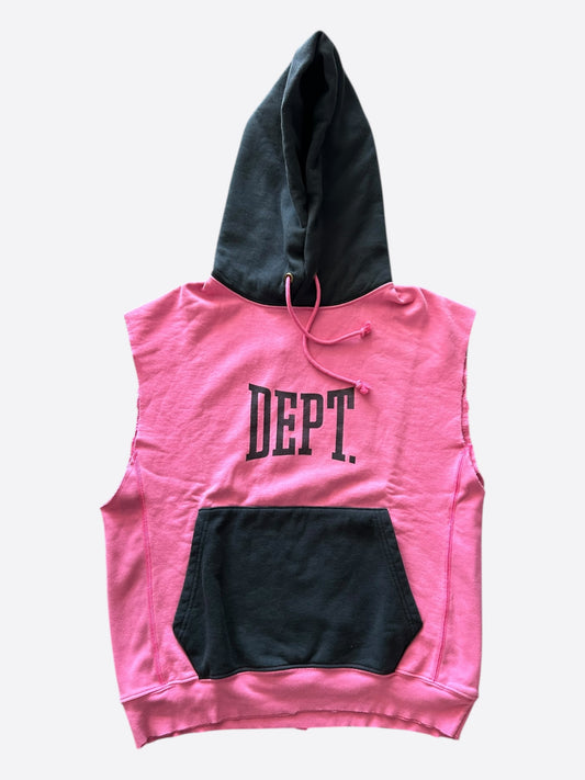 Gallery Dept Pink & Black DEPT Logo Cut Off Hoodie