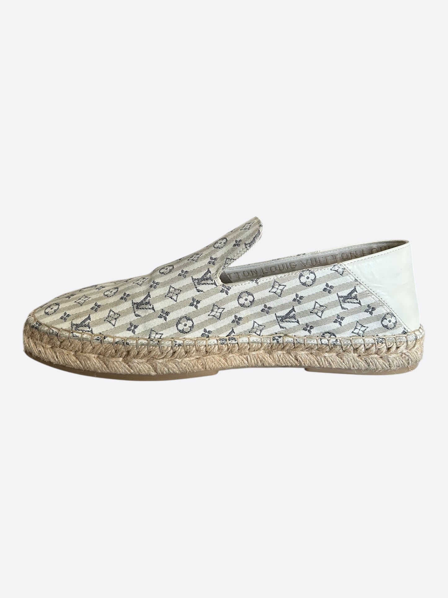 Louis Vuitton White & Beige Bidart Striped Monogram Espadrilles